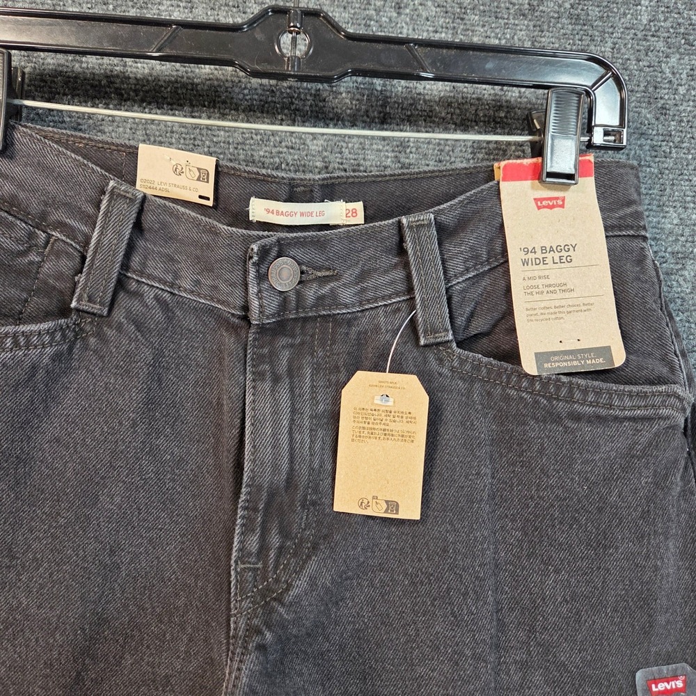 Levi's 94 Baggy Jeans Women's 28x31 Black Wide Leg High Rise 100% Cotton NWT - Picture 6 of 13